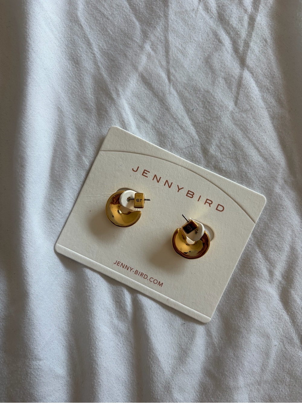New Jenny Bird mini Lennon Gold Hoop Stud Earrings - Polished Gold Tone